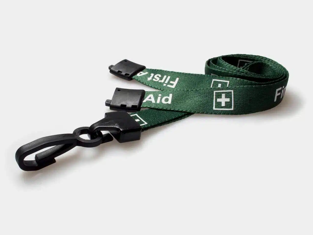 First Aid Pre-printed Lanyard in Green