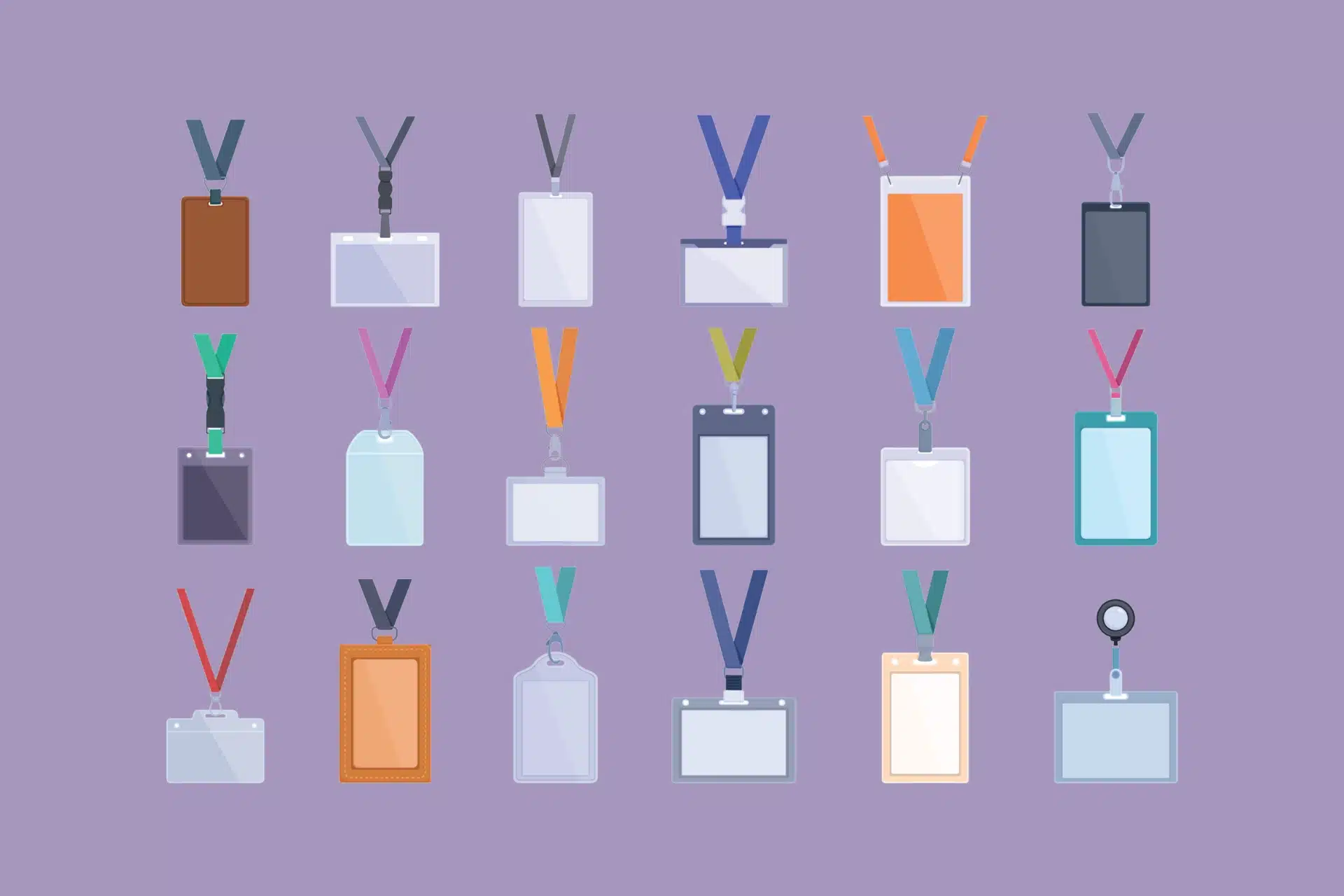 Types of lanyard clips with different ID holders